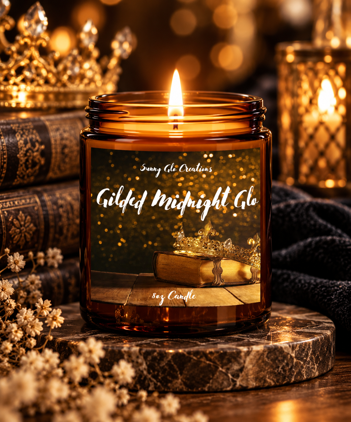 Gilded Midnight Glo 8oz Candle