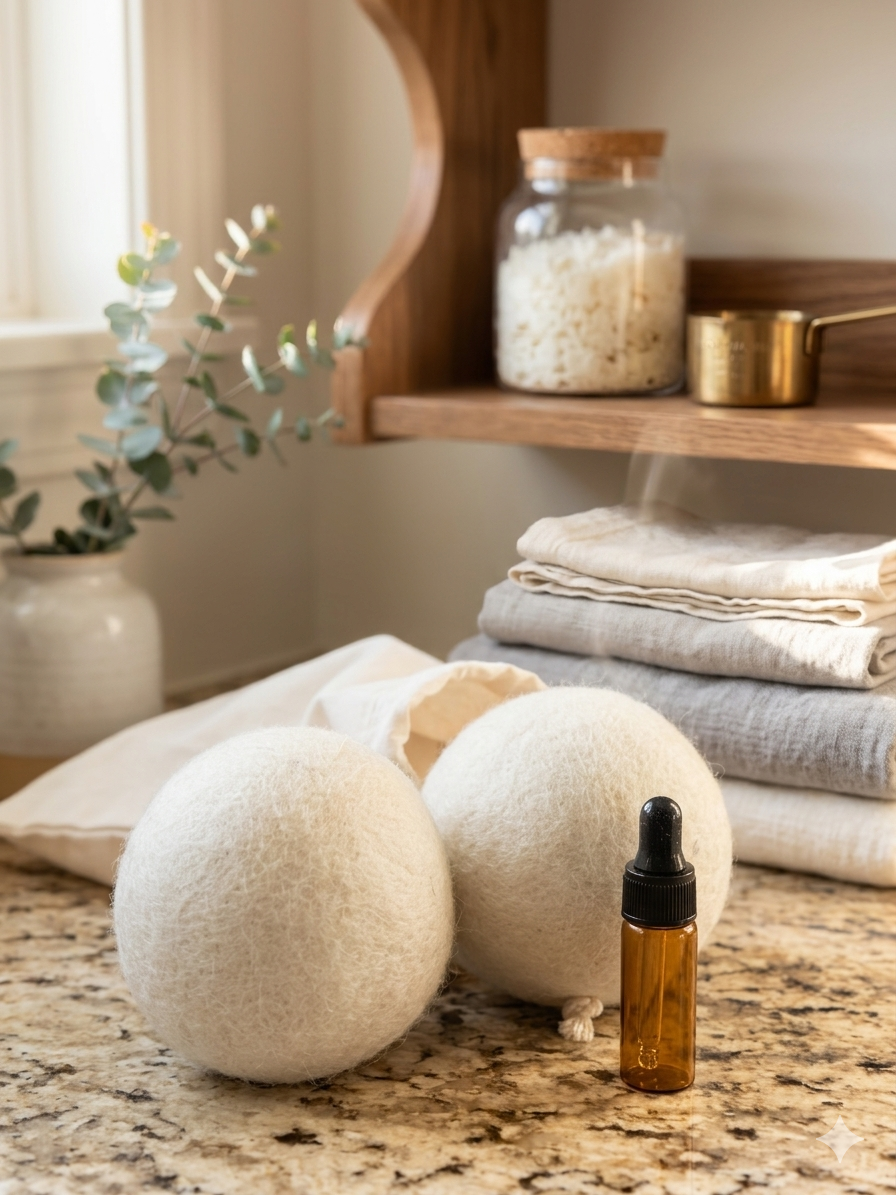2 Wool Dryer Balls with 5mL Fragrance Oil